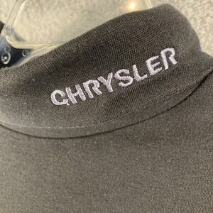 Chrysler Mock Neck Shirt Mens Large Black Embroidered Logo USA Made 100% Cotton